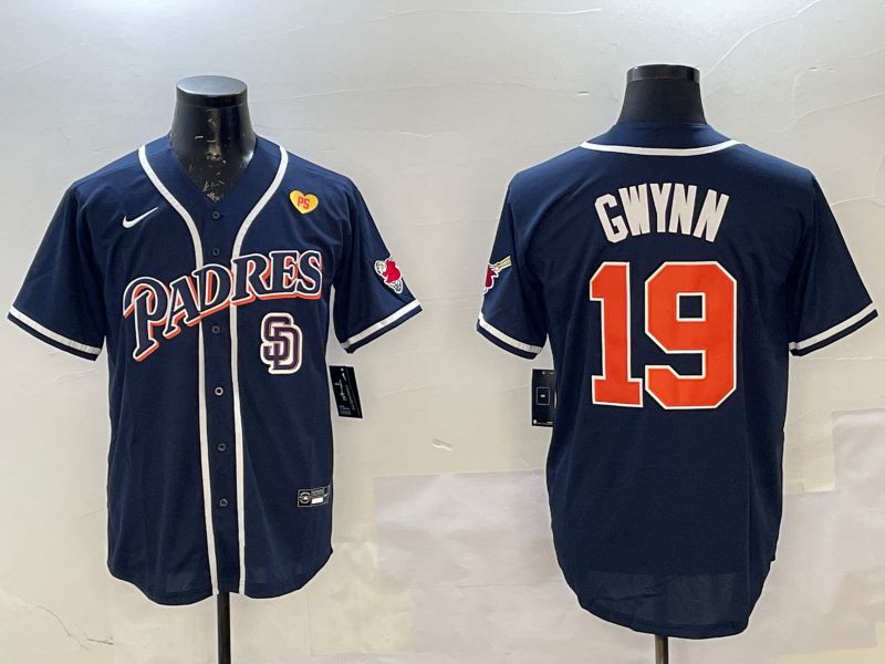 Men San Diego Padres #19 Gwynn Blue Throwback Game 2025 Nike MLB Jersey style 10